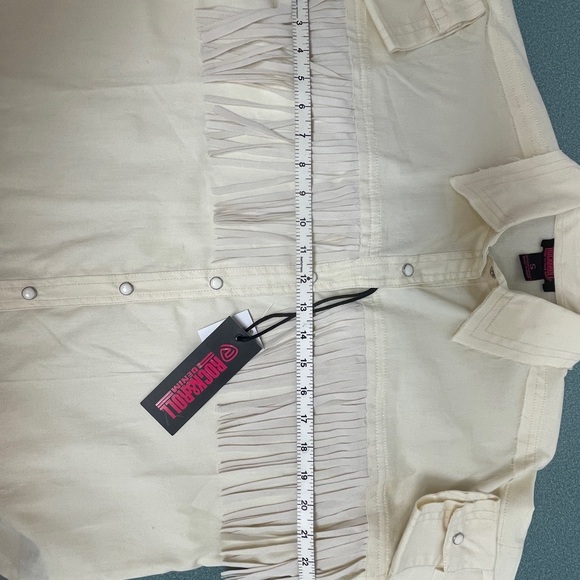 Rock & Roll Denim Twill Shirt With Suede Fringe Women’s Small Cream - Picture 10 of 10